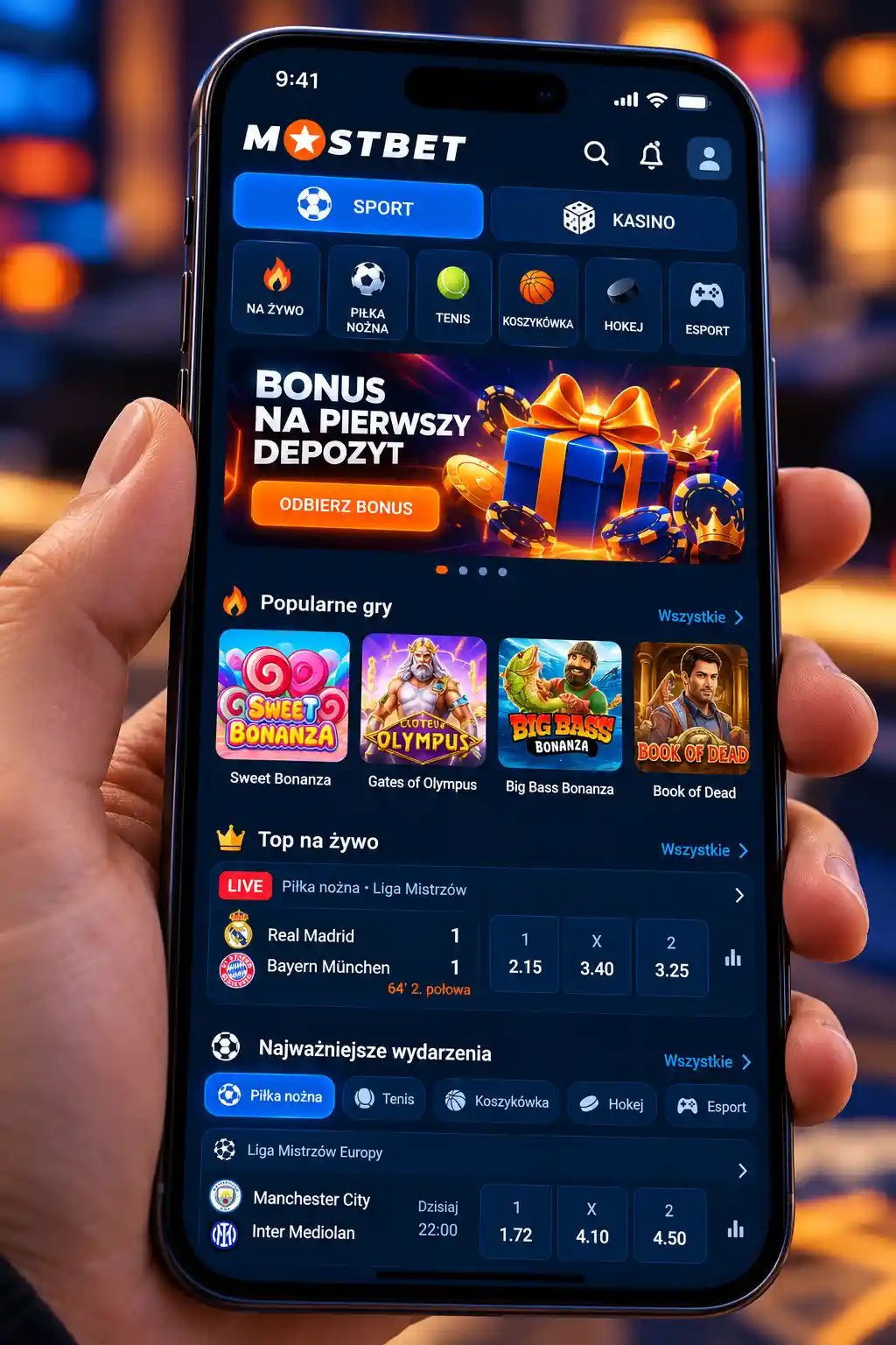 Aplikacja Mostbet na iPhone – lobby kasyna w wersji mobilnej iOS